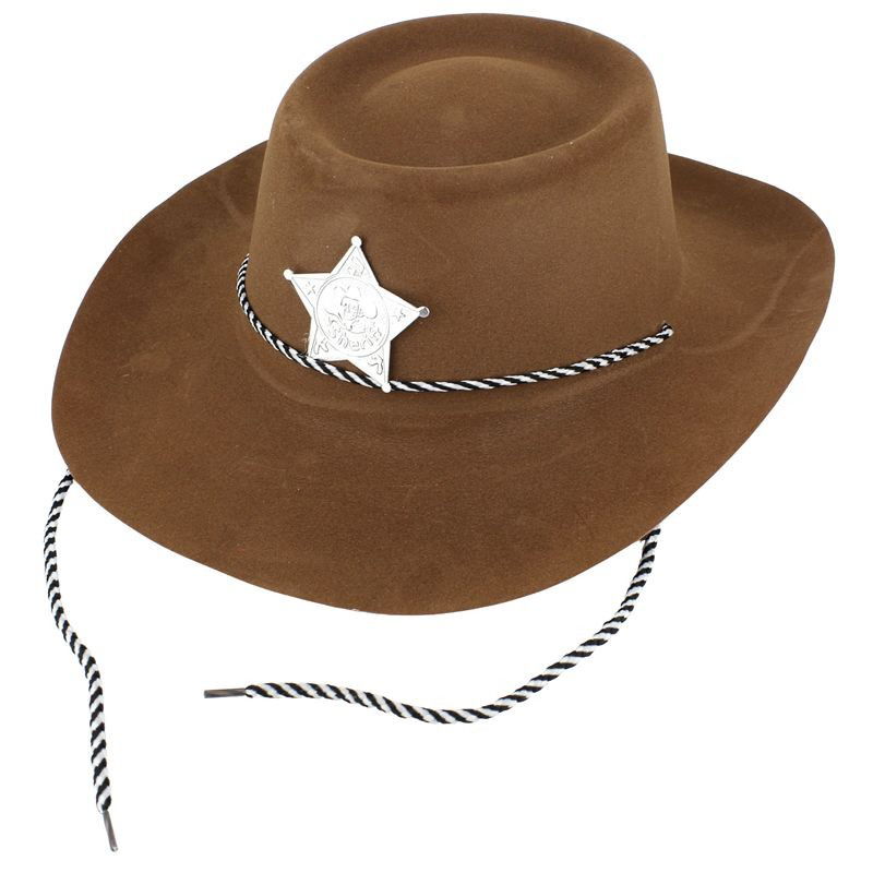 Coffee Color Plastic Velvet Overlay Children's Cowboy Hat