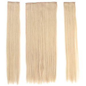 Kanekalon Fiber Synthetic Straight Half Moon + 2 Side Hair Snaps / Auburn White Platinum Highlights