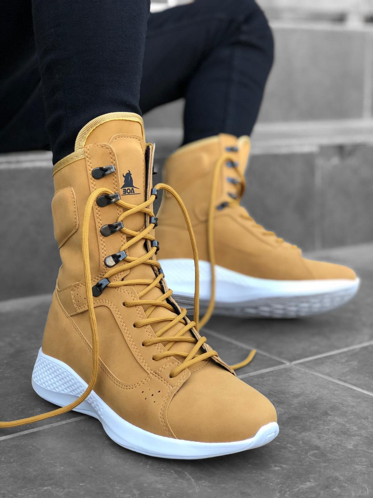 Lace-up Camel Yellow Boxer Unisex Sport Boots