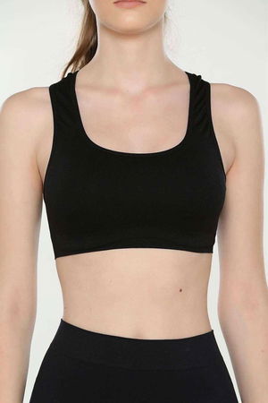 Elite Life Wide Straps Women's Supported Sports Bustier Black Bra 777