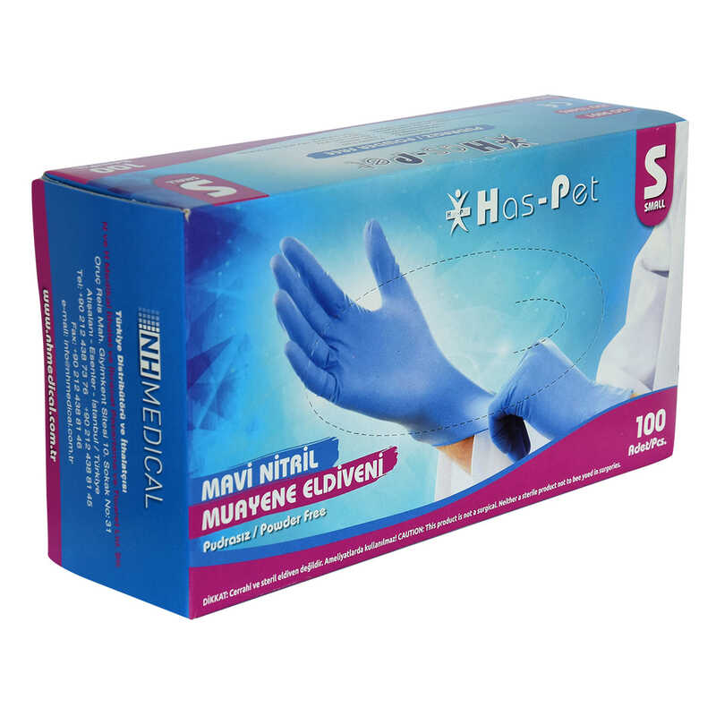 Powder Free Blue Nitrile Gloves Small Size (S) 100 Pack