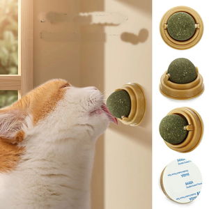 Wall Sticking Spinning Catnip Cat Play Ball Natural Cat Toy