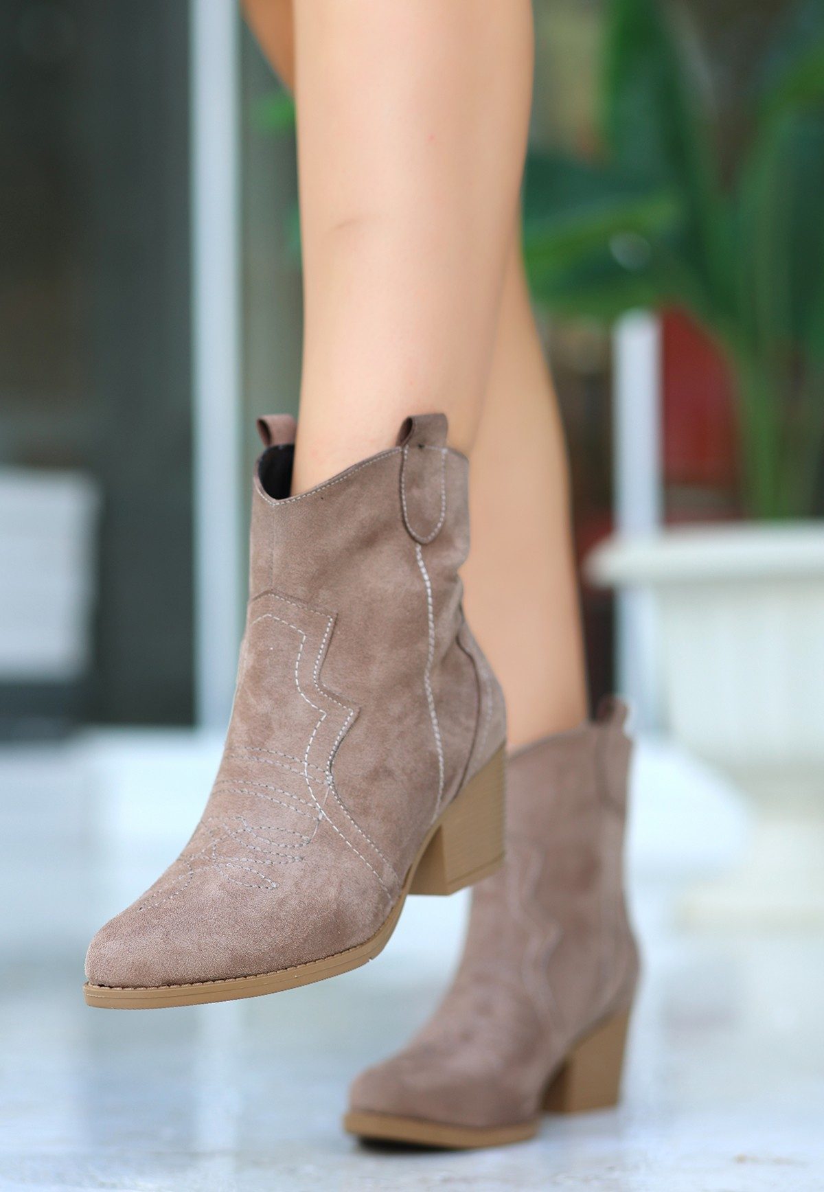 Mink Suede Heeled Boots