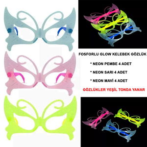 Phosphorescent Butterfly Model Glow Party Glasses Glow In The Dark Glasses 12Pcs