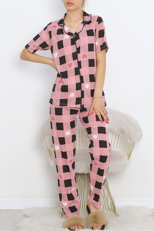 Button Pajama Set Pembedesenli