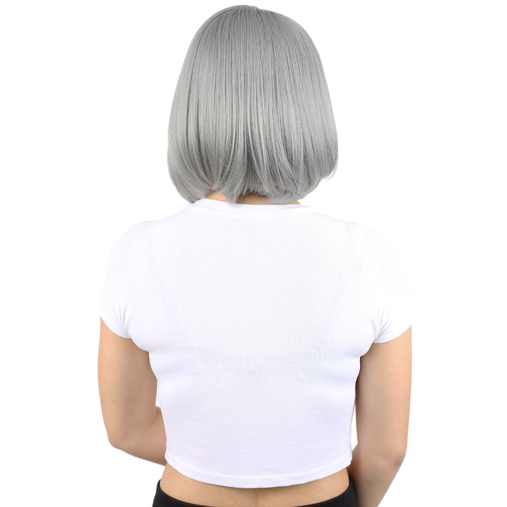 Kanekalon Fiber Synthetic Wig Short Straight / Gray with bangs