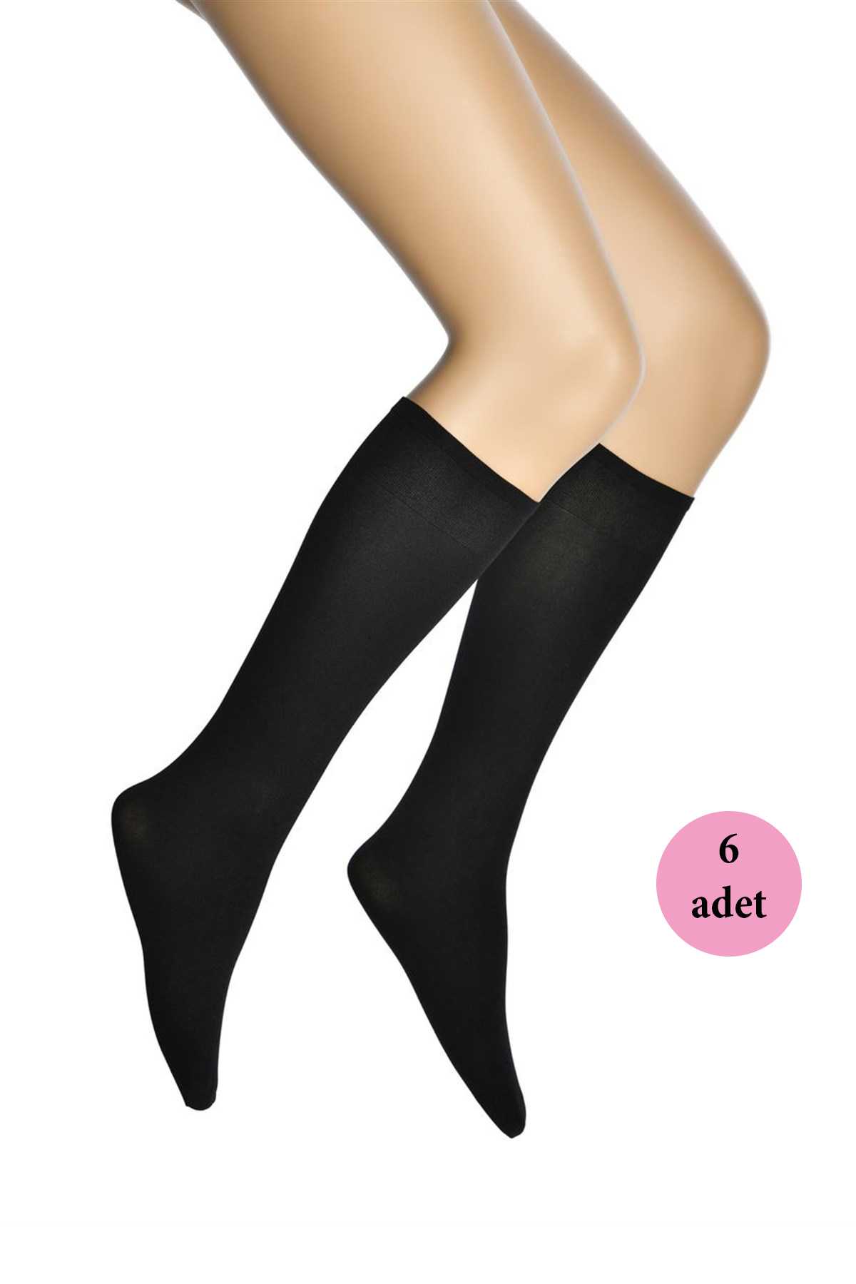 6 Pcs Micro 70 Knee High Women Socks Black 500