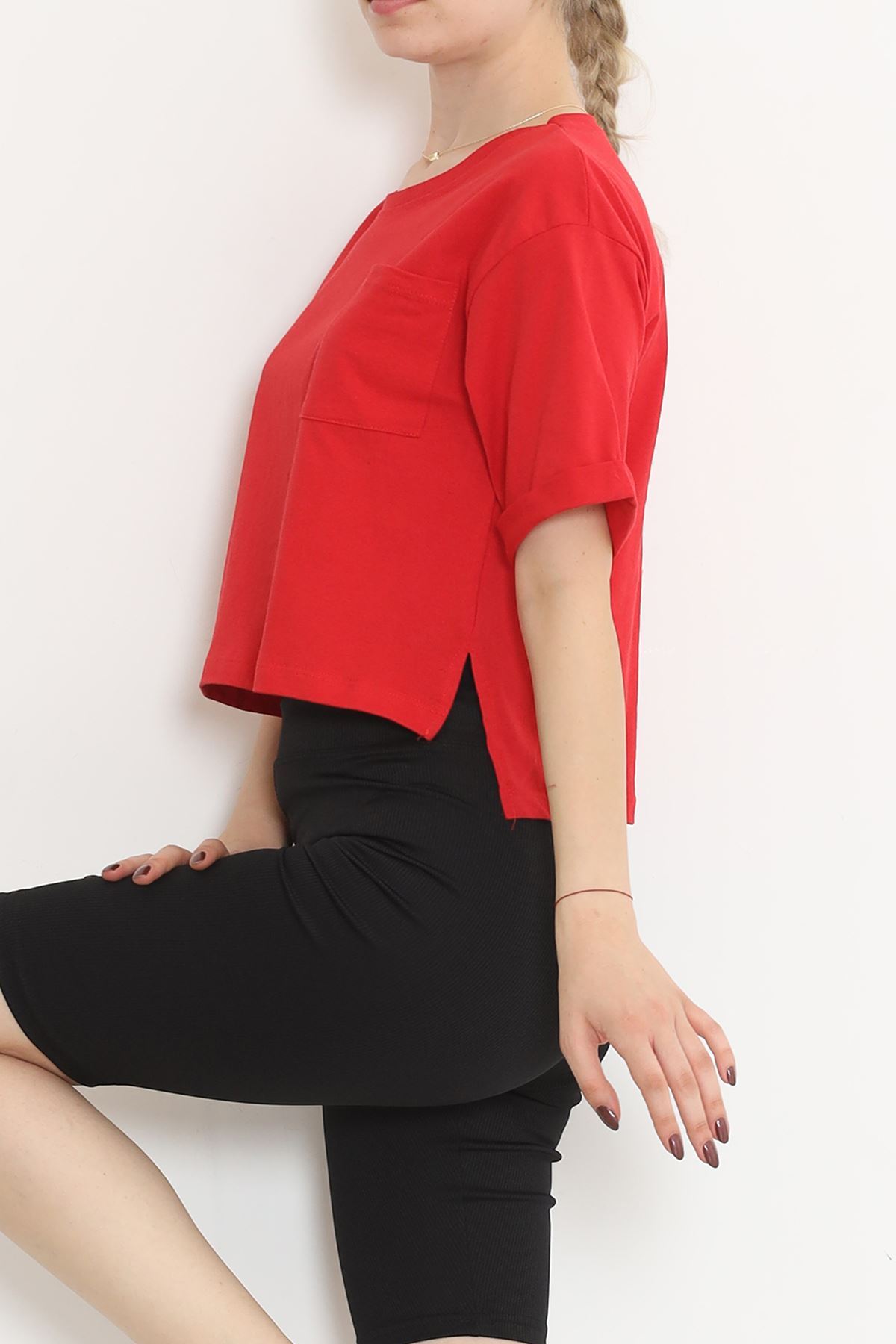 T-shirt with Pocket Slits Red