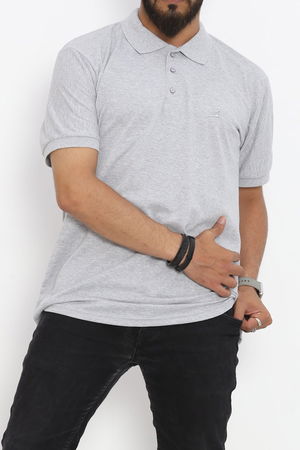 Plus Size Polo Collar T-Shirt Gray