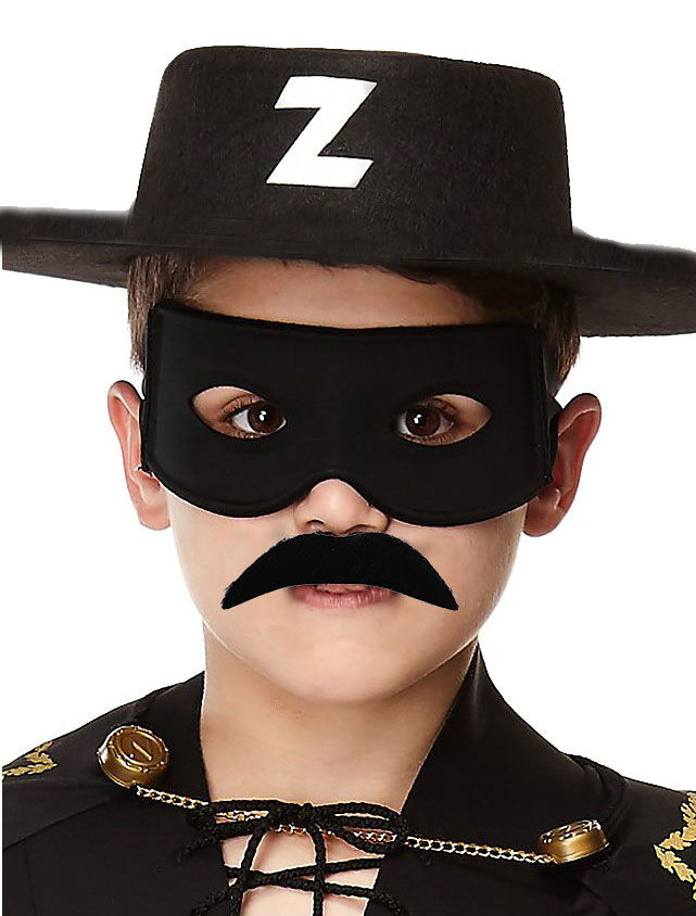 Black Color Zorro Hat Zorro Mask and Zorro Mustache Child Size