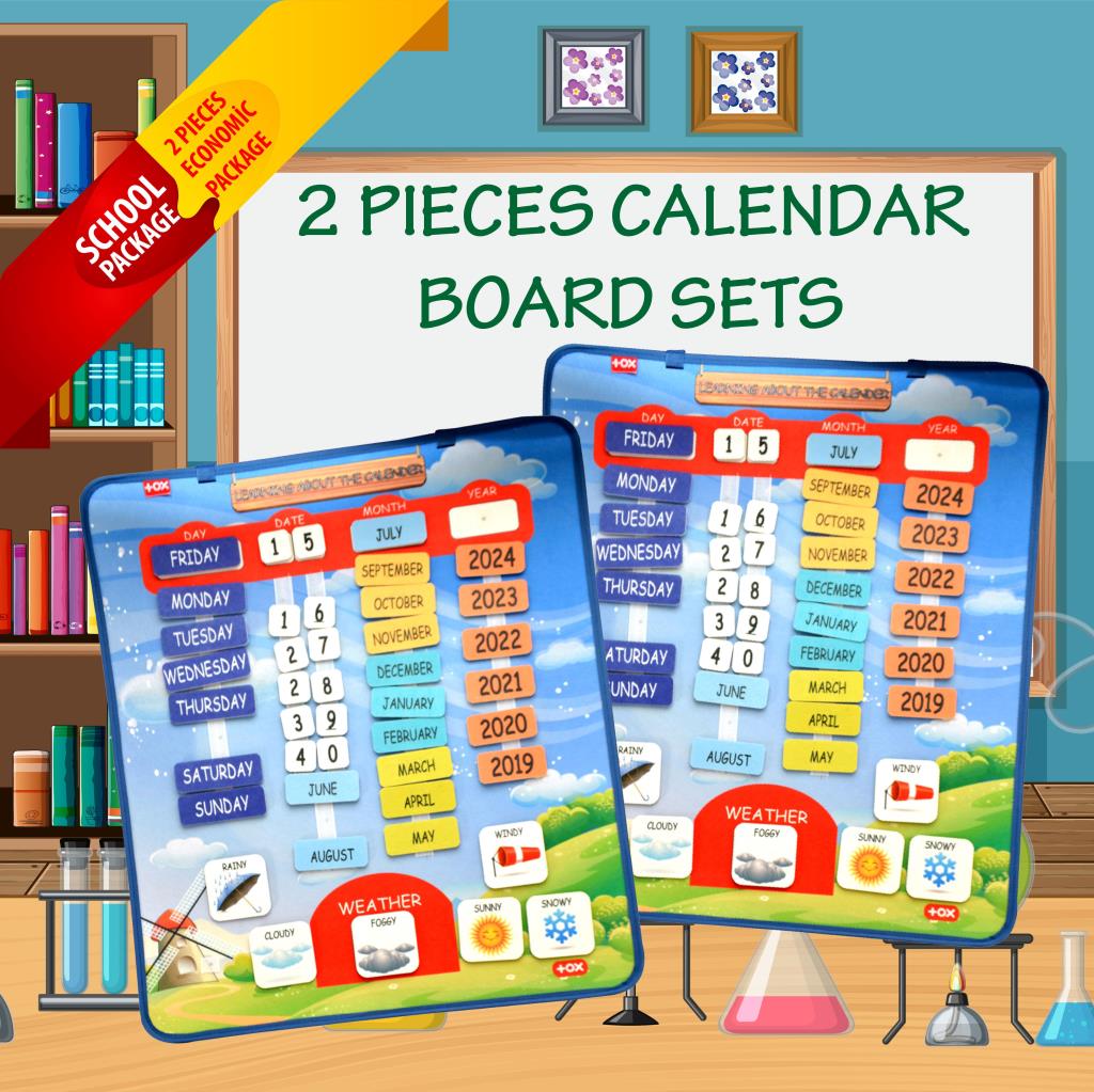 2 Sets - 86 Pieces Learning Calendar (2023) Felt Wall Boards , Educational Toys