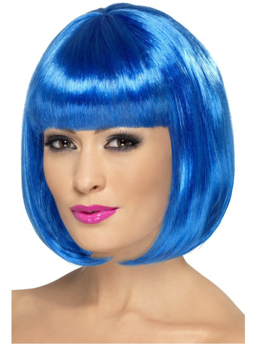 Blue Color Party Wig Short Blunt Hair