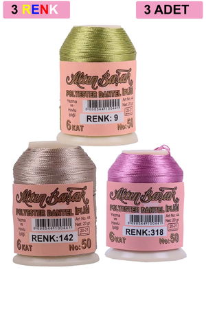 3 Pieces Altinbasak Oya and Lace Floss 20 gr - Turk - No: 142 - 318 - 009