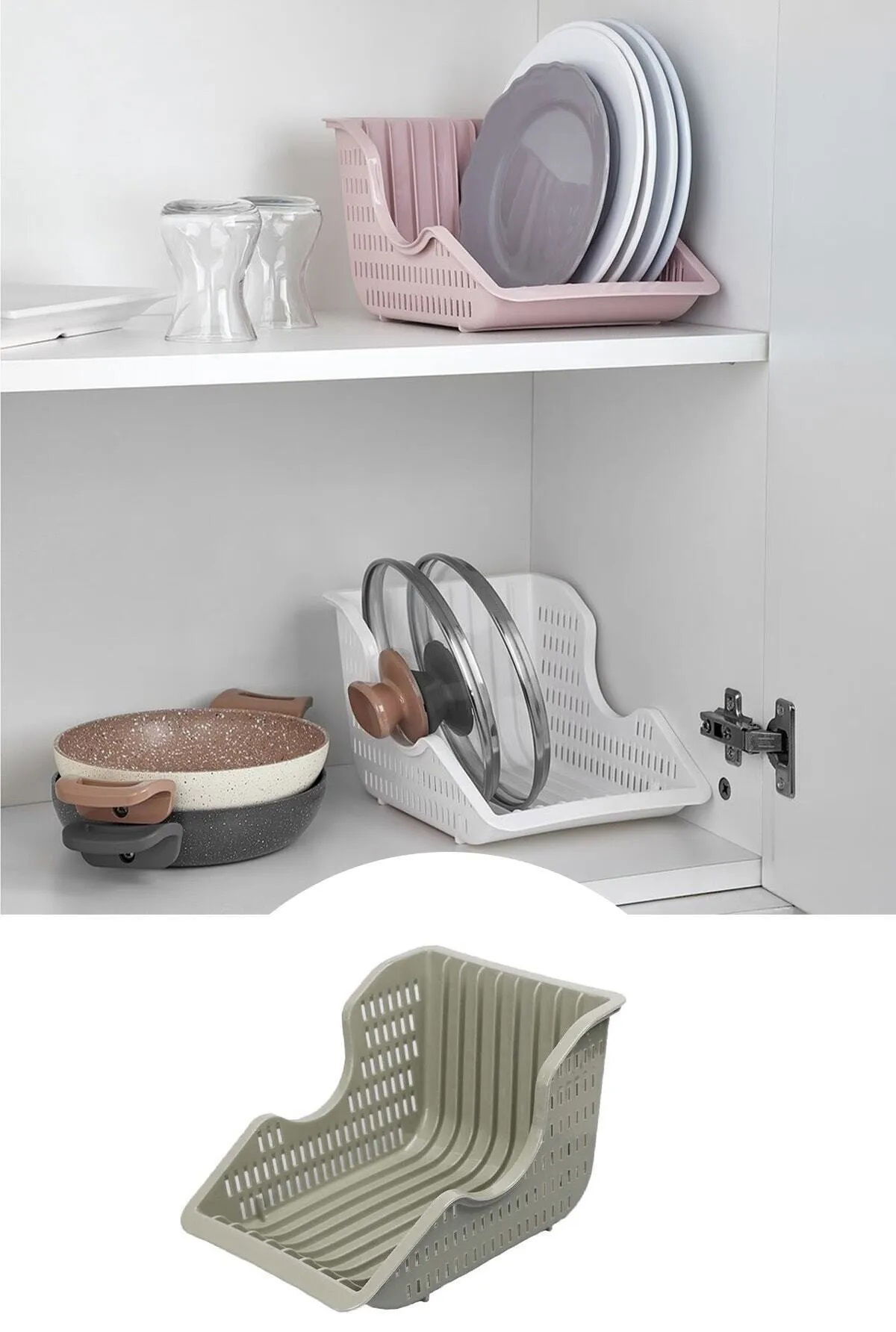 Cabinet Pots and Pans Cover Plate Organizer Basket Plate Holder Dish Holder Organizer