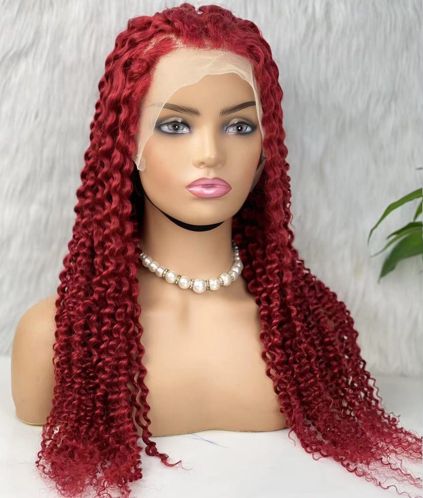 Real Hair Front Lace Tulle Wig / Fluffed Afro / Red 70/75cm