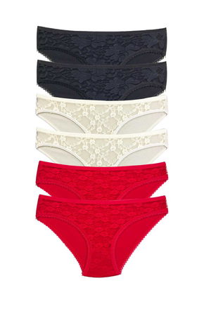 6 Pcs Lace Front Transparent Women Slip Panties S116