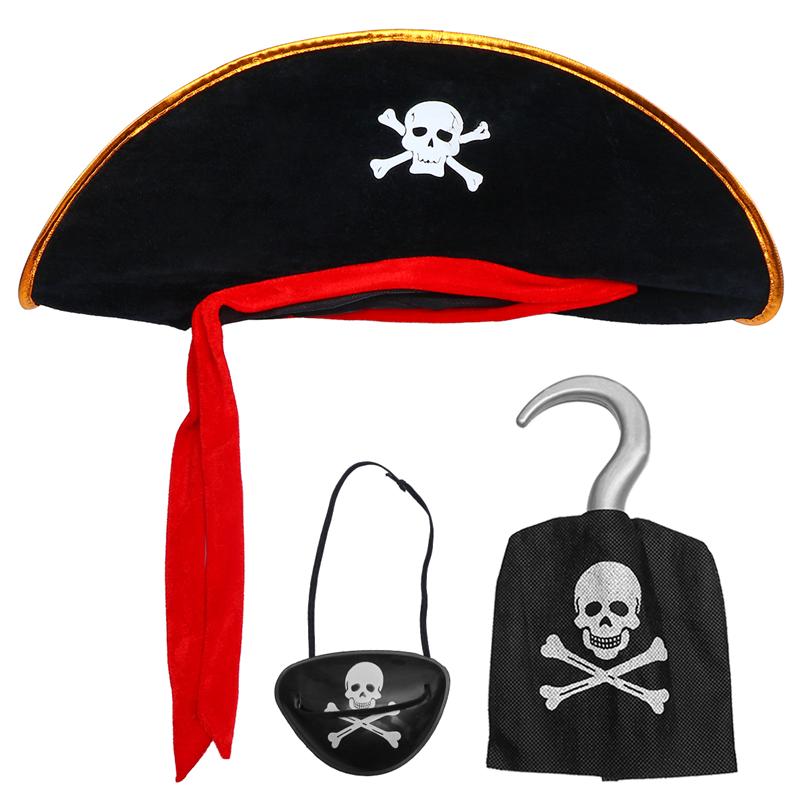 Velvet Captain Jack Pirate Hat Pirate Hand and Pirate Eye Mask Child Size