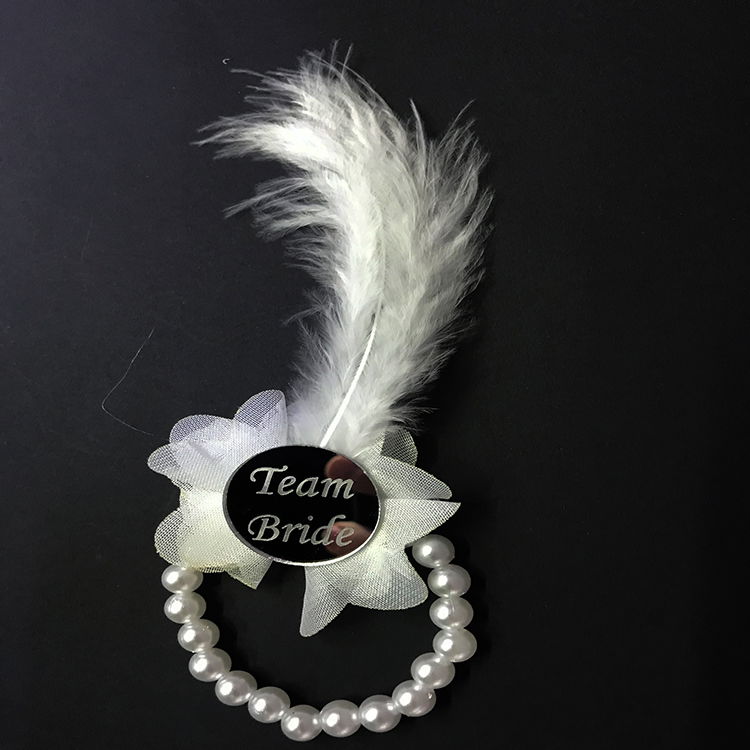 Bridesmaid Bracelet with Pearls Silver Color Plexi White Otrish 7 Pieces