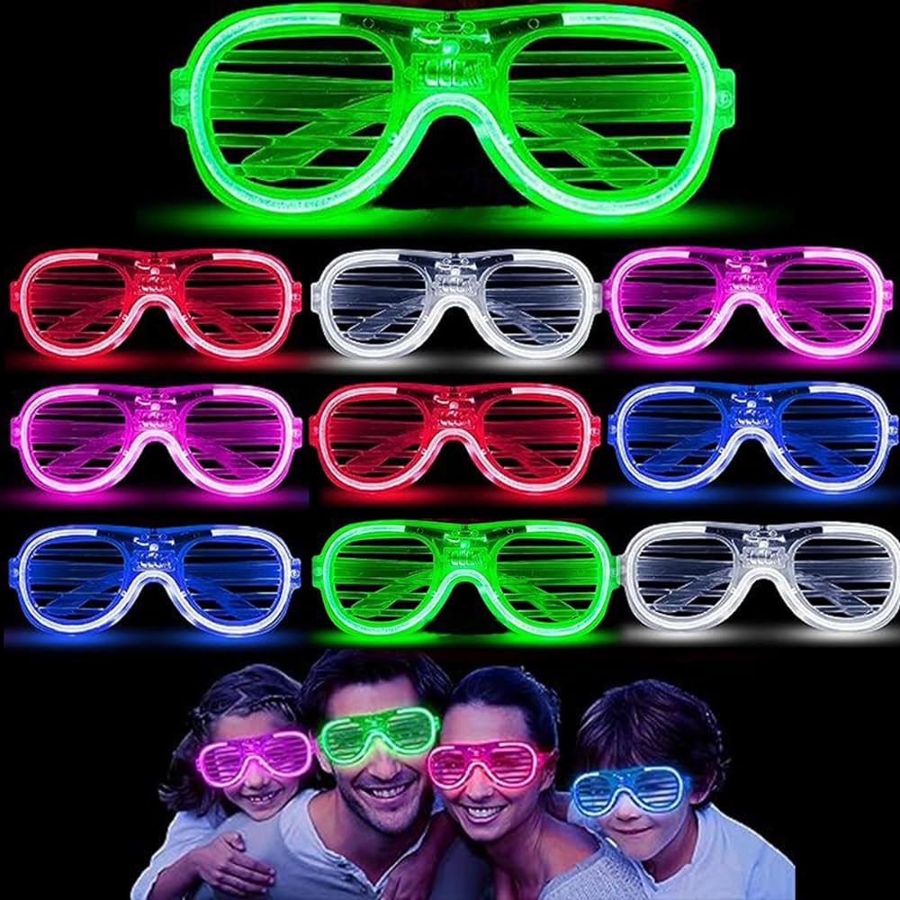 Glow Model 3 Different Functional Lighted Blinds Party Glasses Mixed Color 12 Pcs