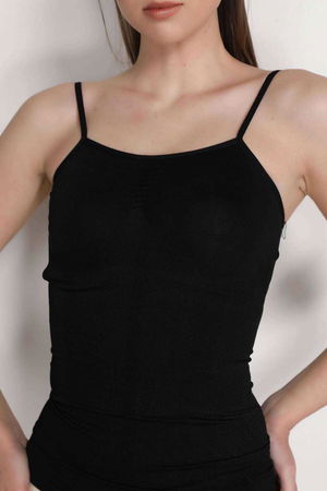 Elite Life Women's Seamless Thin Straps Black Tank Top 848