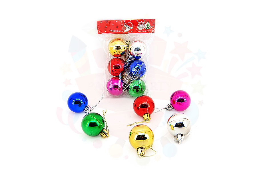 Christmas Tree Ornament Shiny Ball 6 Pieces - Large Size