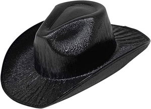 Neon Hologram Cowboy Model Party Hat Black Adult 39X36X14 cm