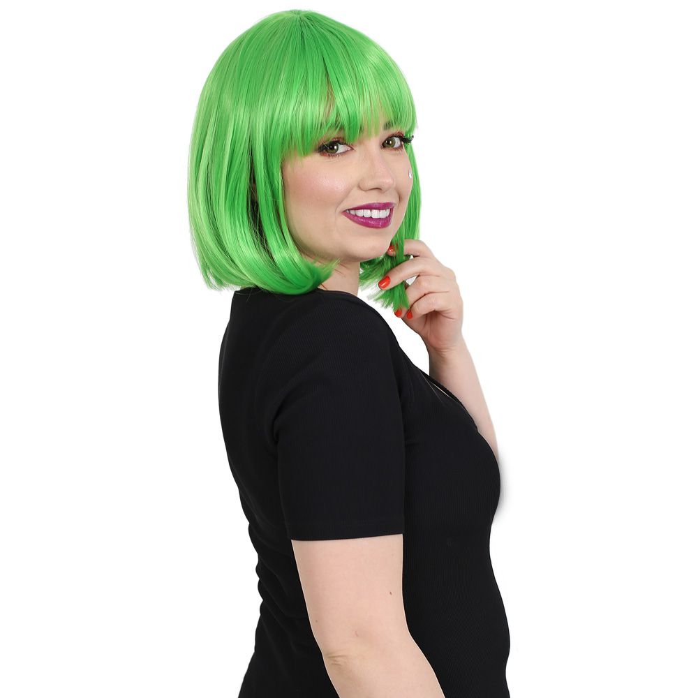 Kanekalon Fiber Synthetic Wig with Bangs / Neon Green