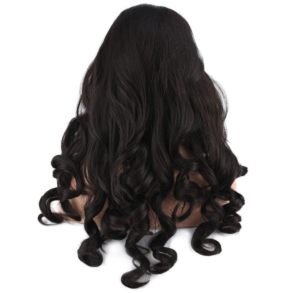 Long Kanekalon Fiber Synthetic Wig with Wavy Bangs / Chestnut