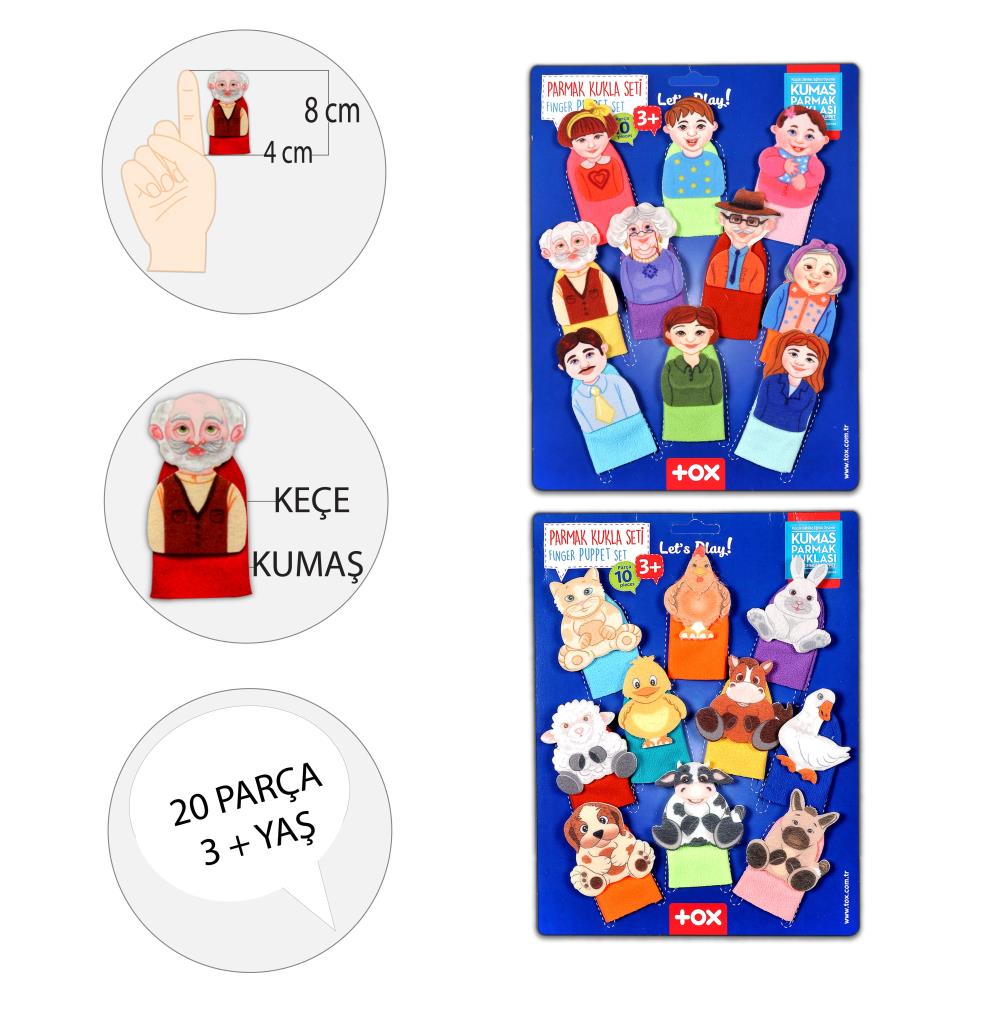 2 Sets - 20 Pieces Pets and Family Members Finger Puppet