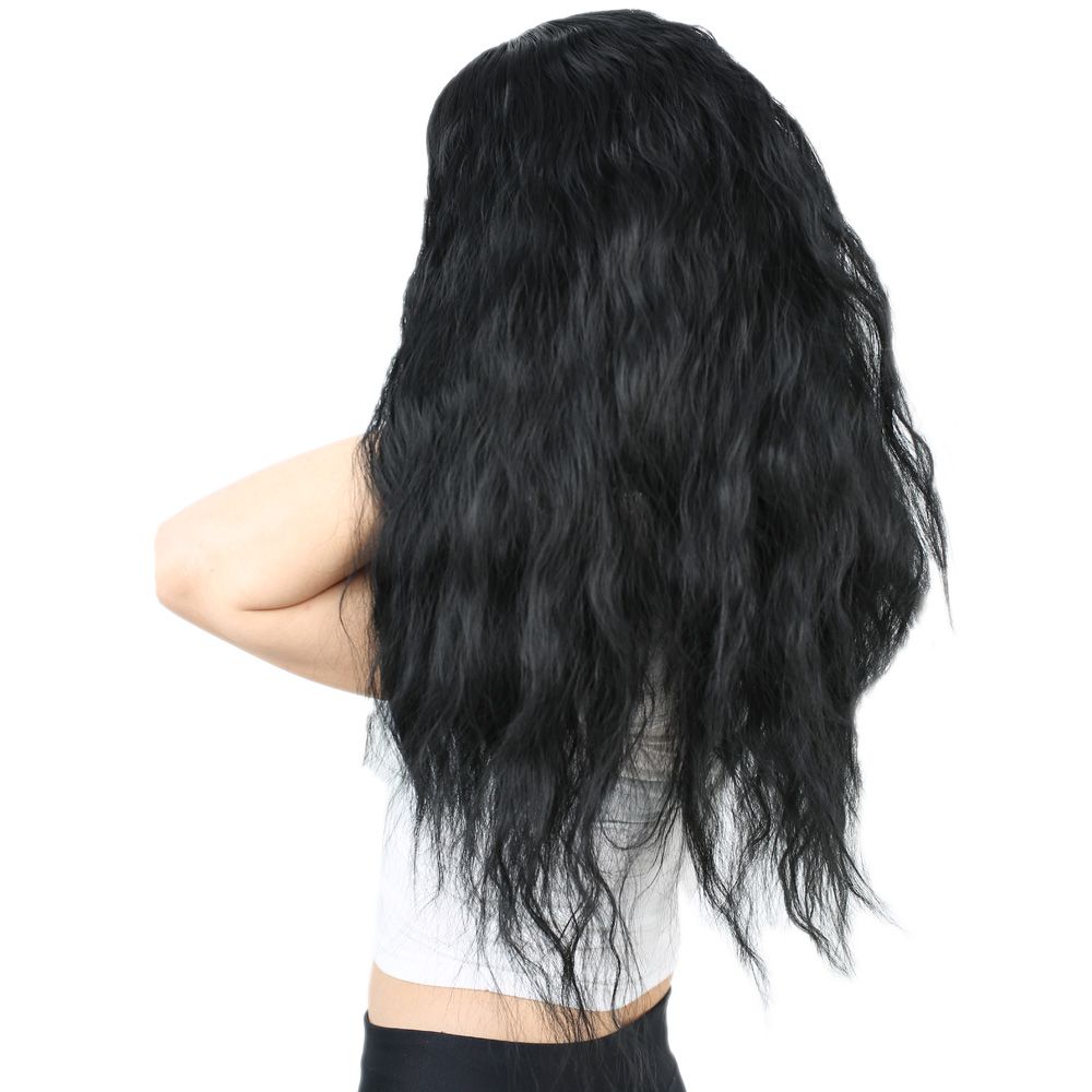 Fluffed Wavy Long Kanekalon Fiber Synthetic Wig / Black