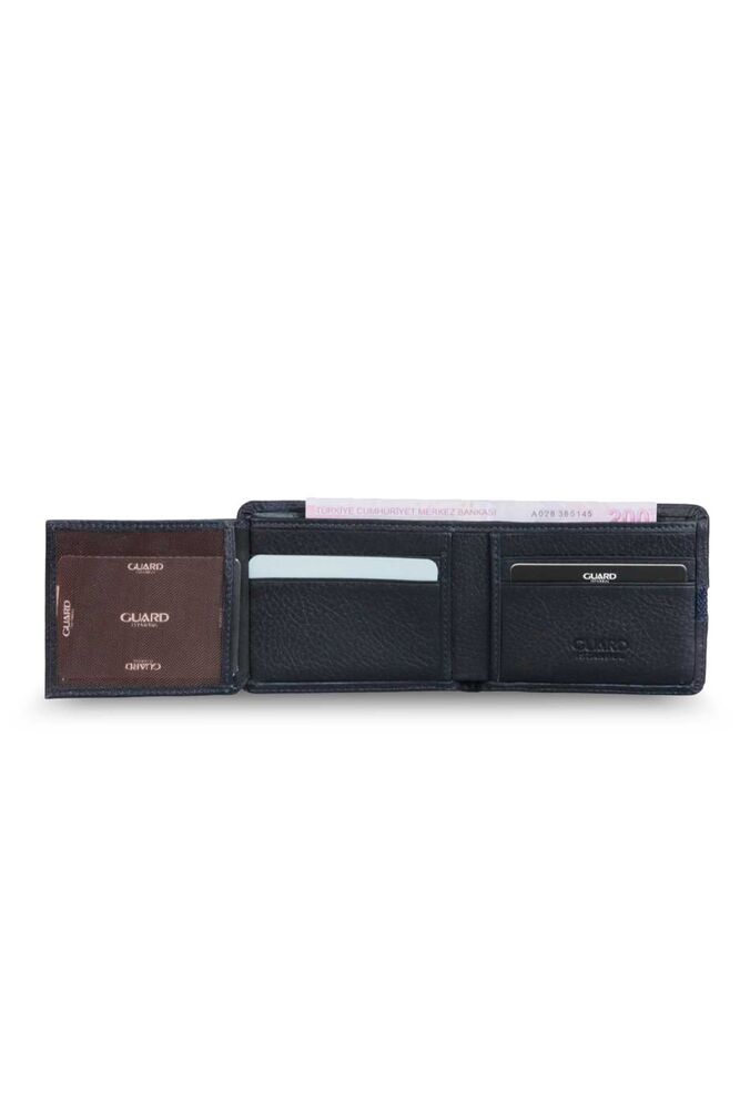 Navy Blue Sport Stripe Leather Men's Wallet