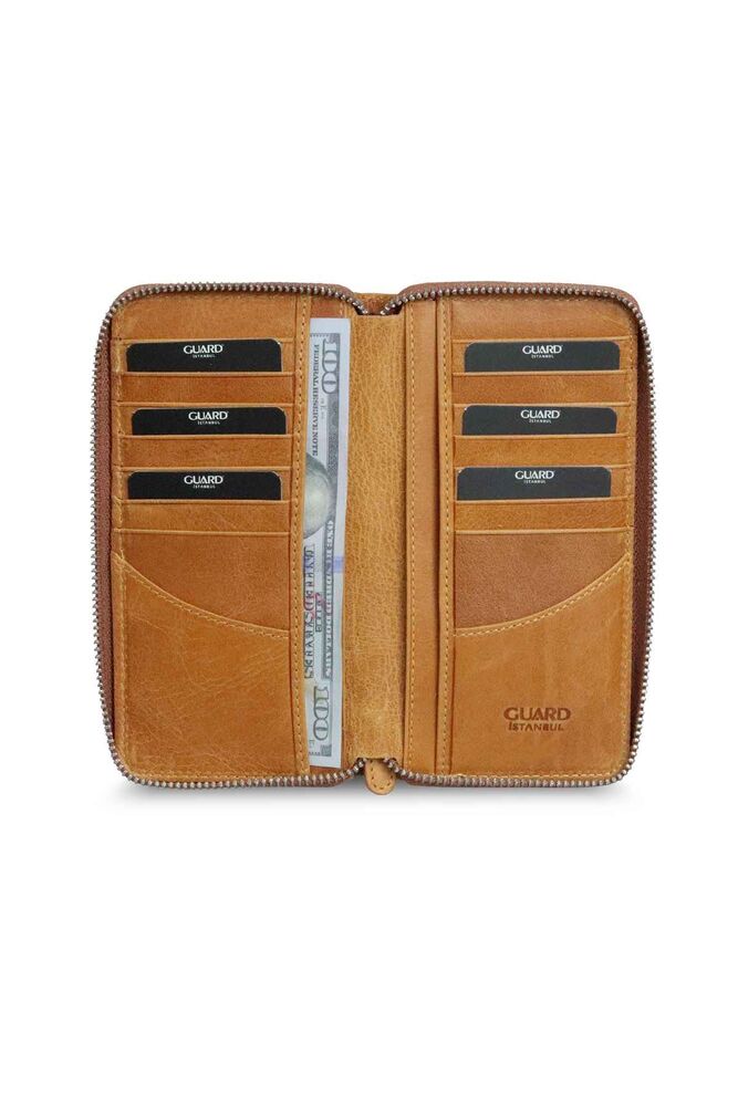 Antique Yellow Zippered Portfolio Wallet