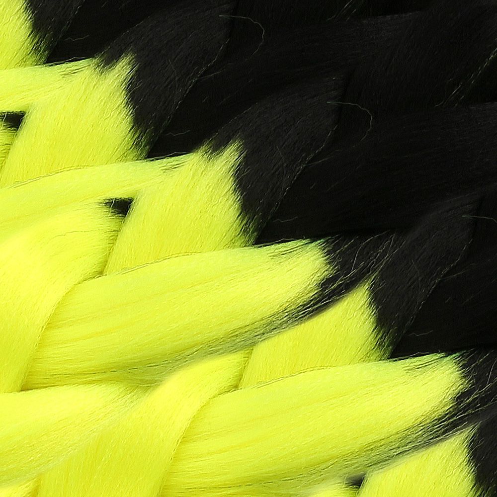 Synthetic Color Transition Hair / Black / Neon Yellow For Afro Braid And Rasta