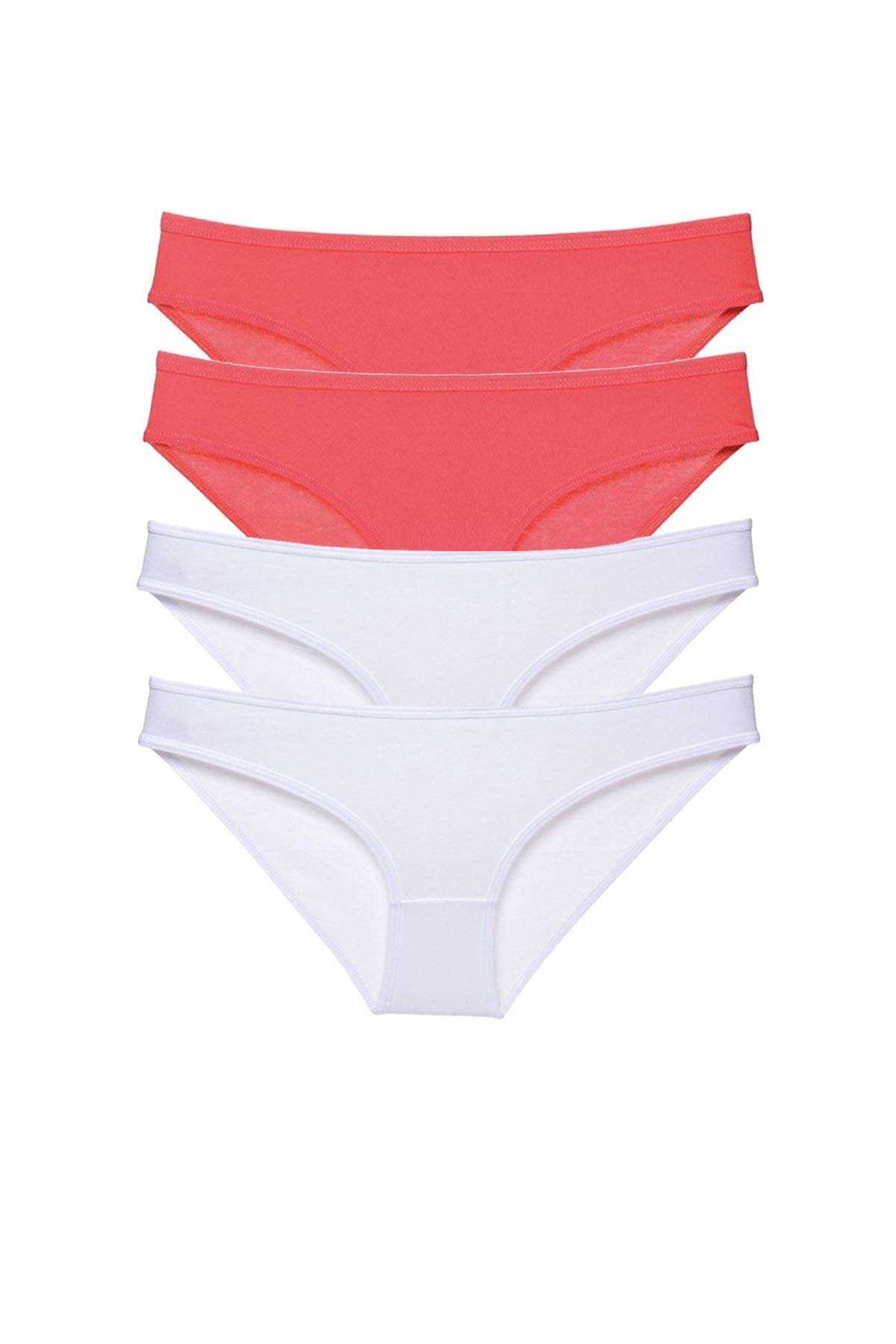 4pcs Eco Set Lycra Women Slip Panties Fuchsia White