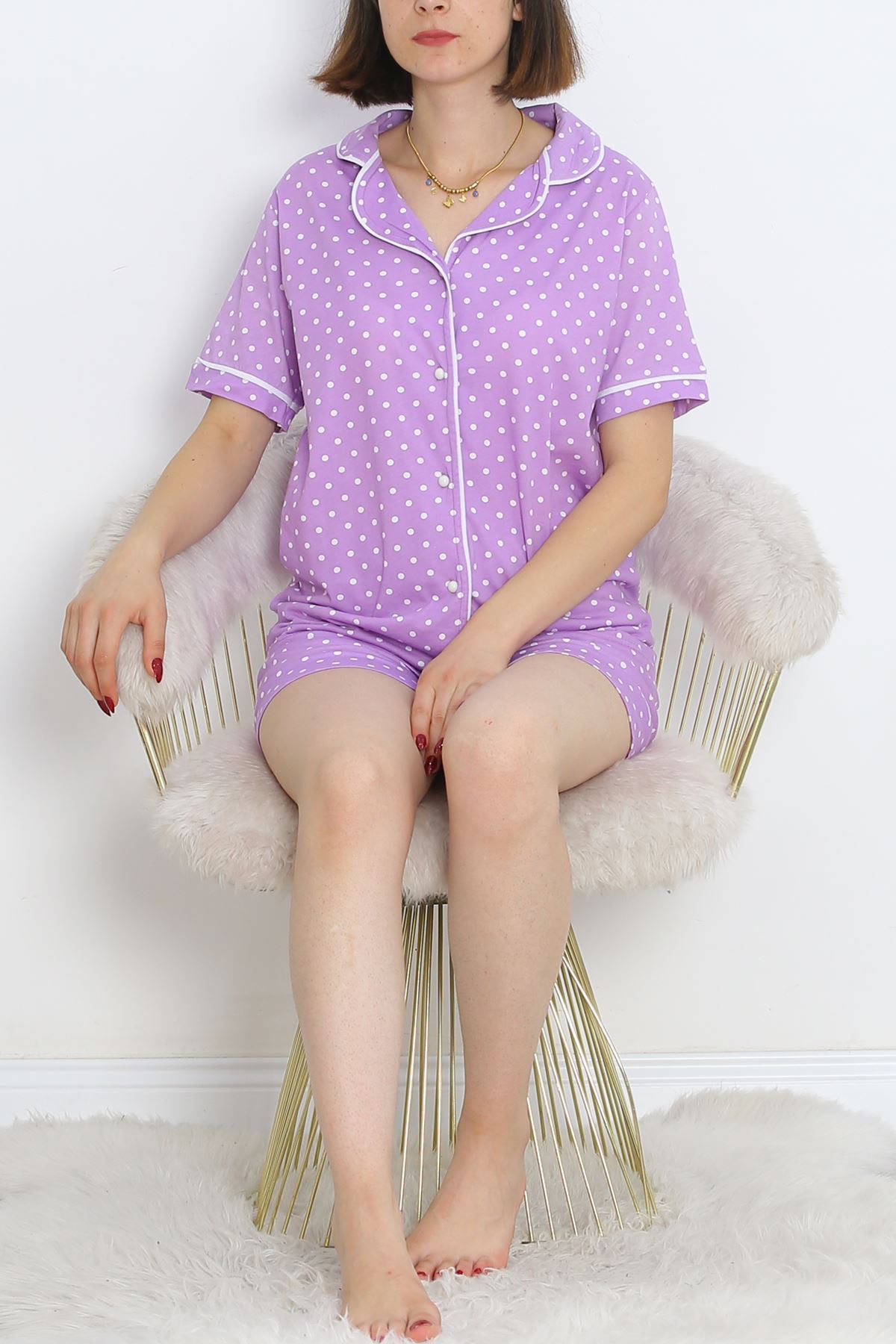 Buttoned Shorts Pajama Set with Pointsila