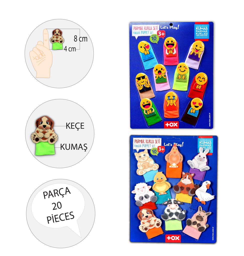 2 Sets - 20 Pieces Emojis and Pets Finger Puppet