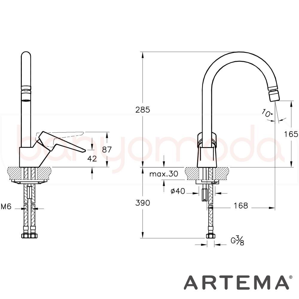 Artema A42148 Solid S Swan Sink Faucet