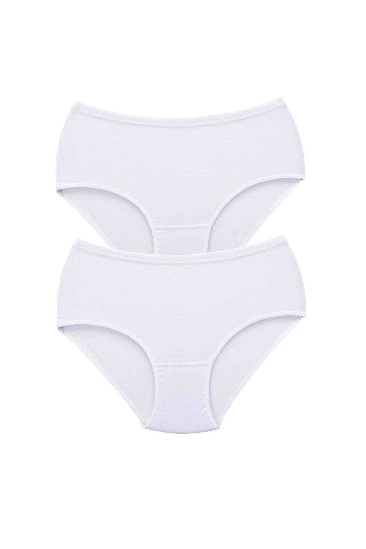 2Pcs Women High Waist Bato Thick Rubber Panties White