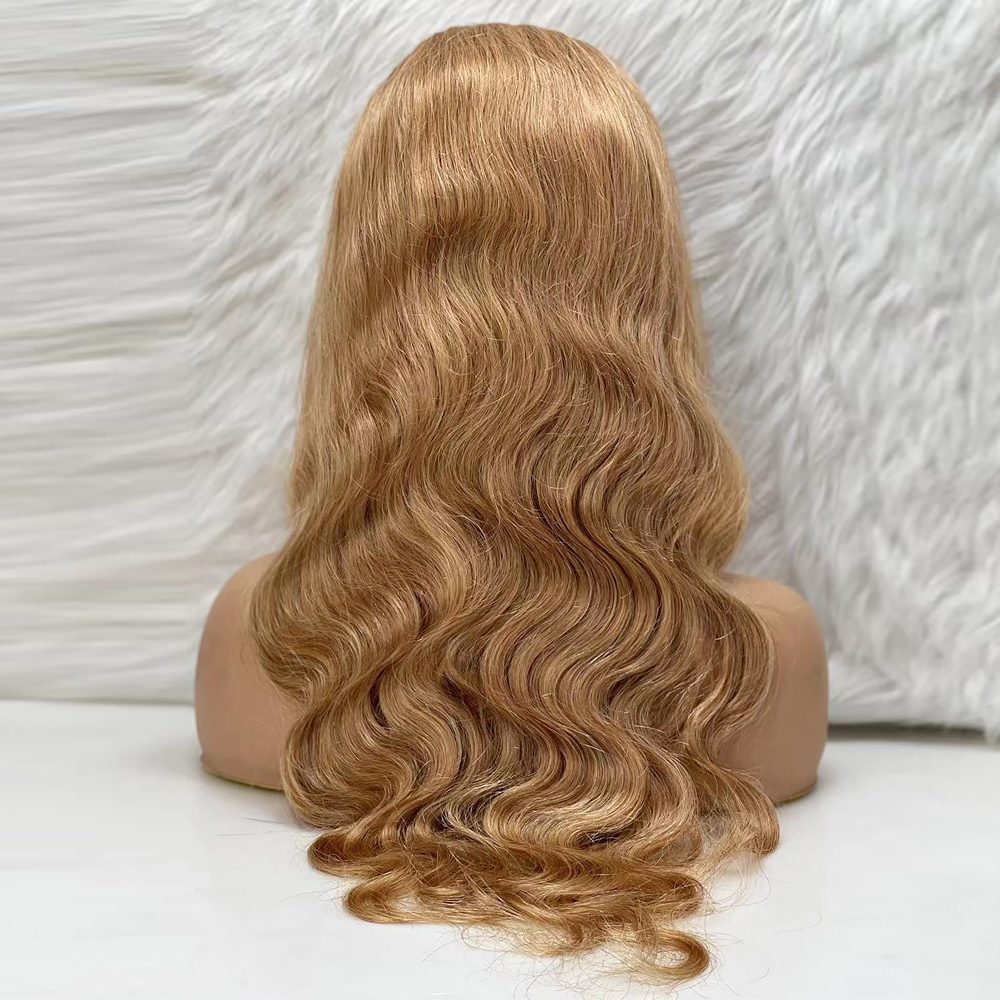 Wavy Front Lace Real Hair Tulle Wig / Hot Caramel / 70/75cm