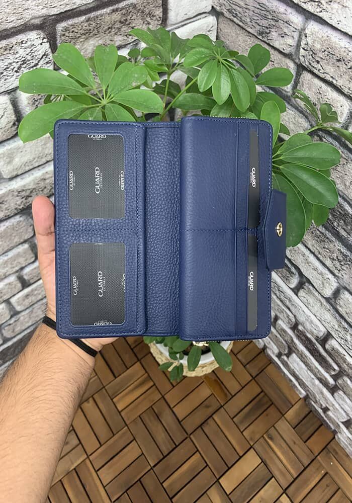 Matte Navy Blue Hand Portfolio with Zipper and Leather Pat