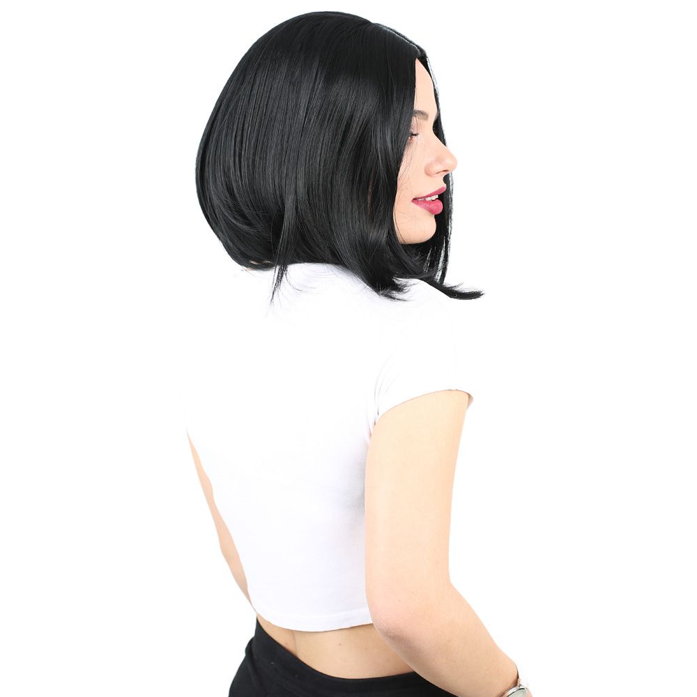 Kanekalon Fiber Synthetic Wig Short Straight / Black with bangs