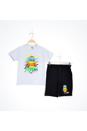 3-7 Years Printed Shorts Set Gray