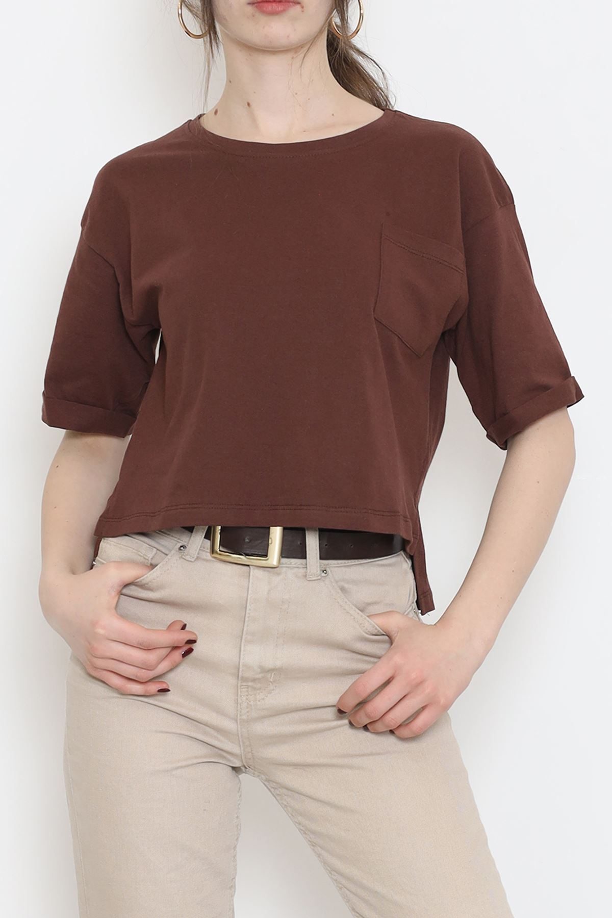 Crew Neck Pocket T-Shirt Coffee