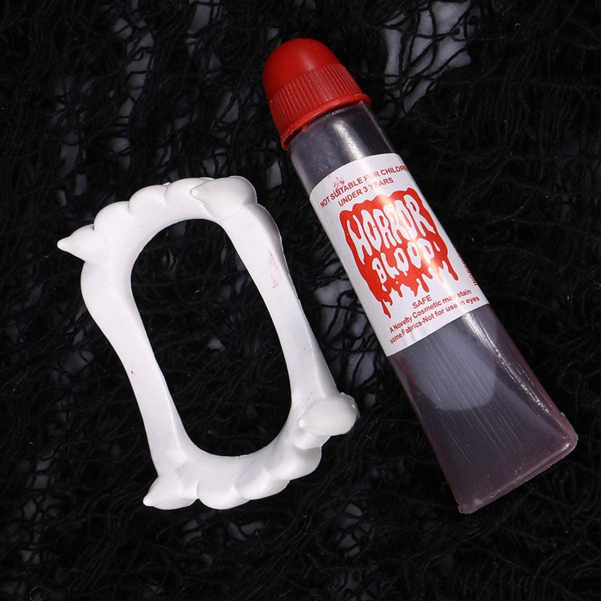 White Color Vampire Fang and Artificial Blood Set