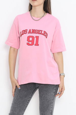 Printed Crew Neck T-Shirt Pink