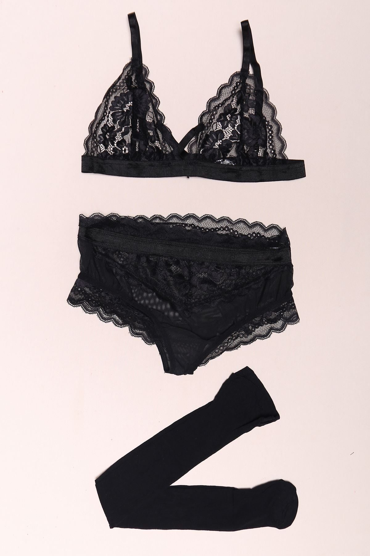 Special Design Garter Bra Set Black