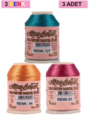 3 Pieces Altinbasak Oya and Lace Floss 20 gr - Turk - No: 044 - 091 - 127