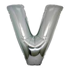 V Letter Foil Balloon Silver Color 40 inch