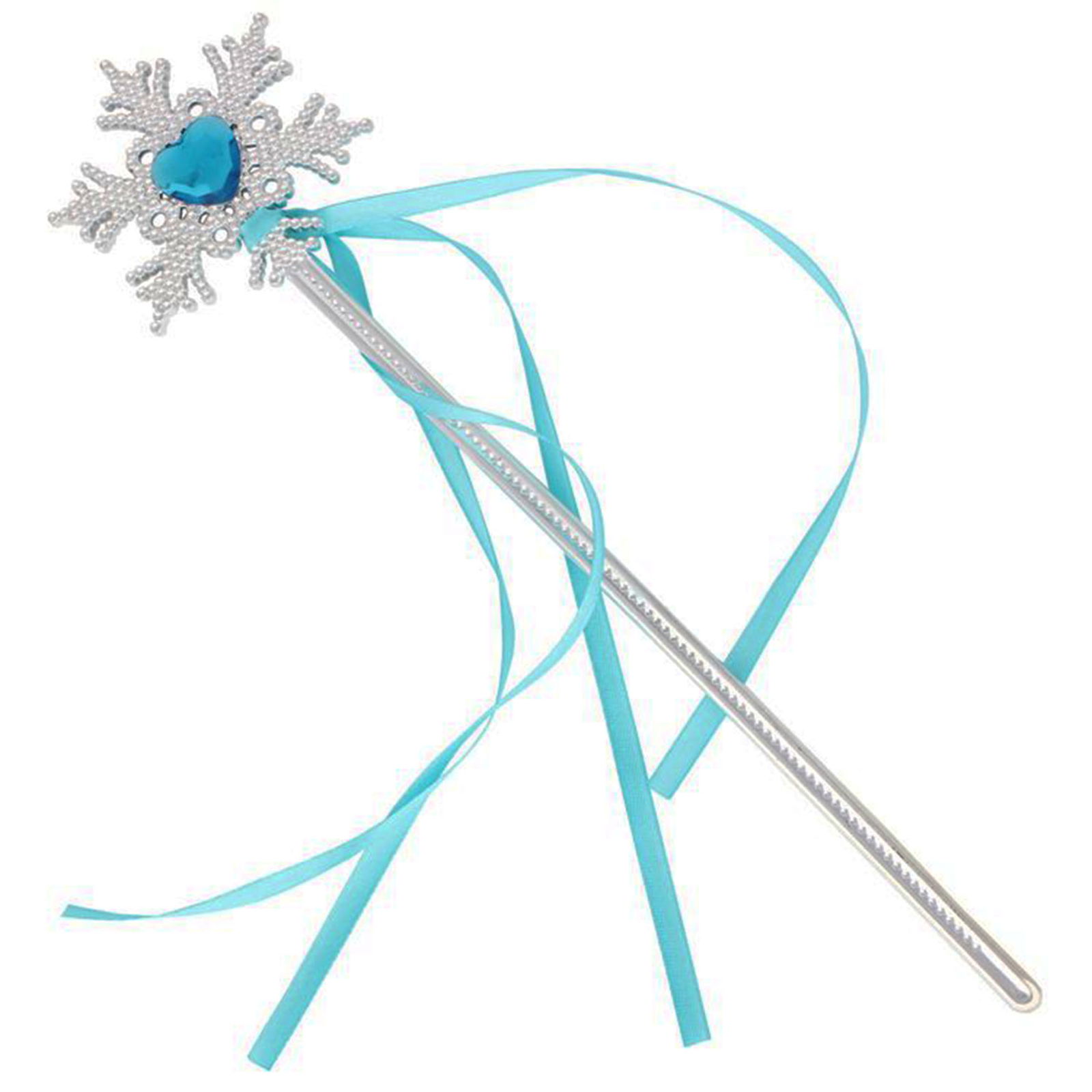 Snowflake Blue Heart Stones Satin Ribbon Frozen Elsa Staff 34 cm