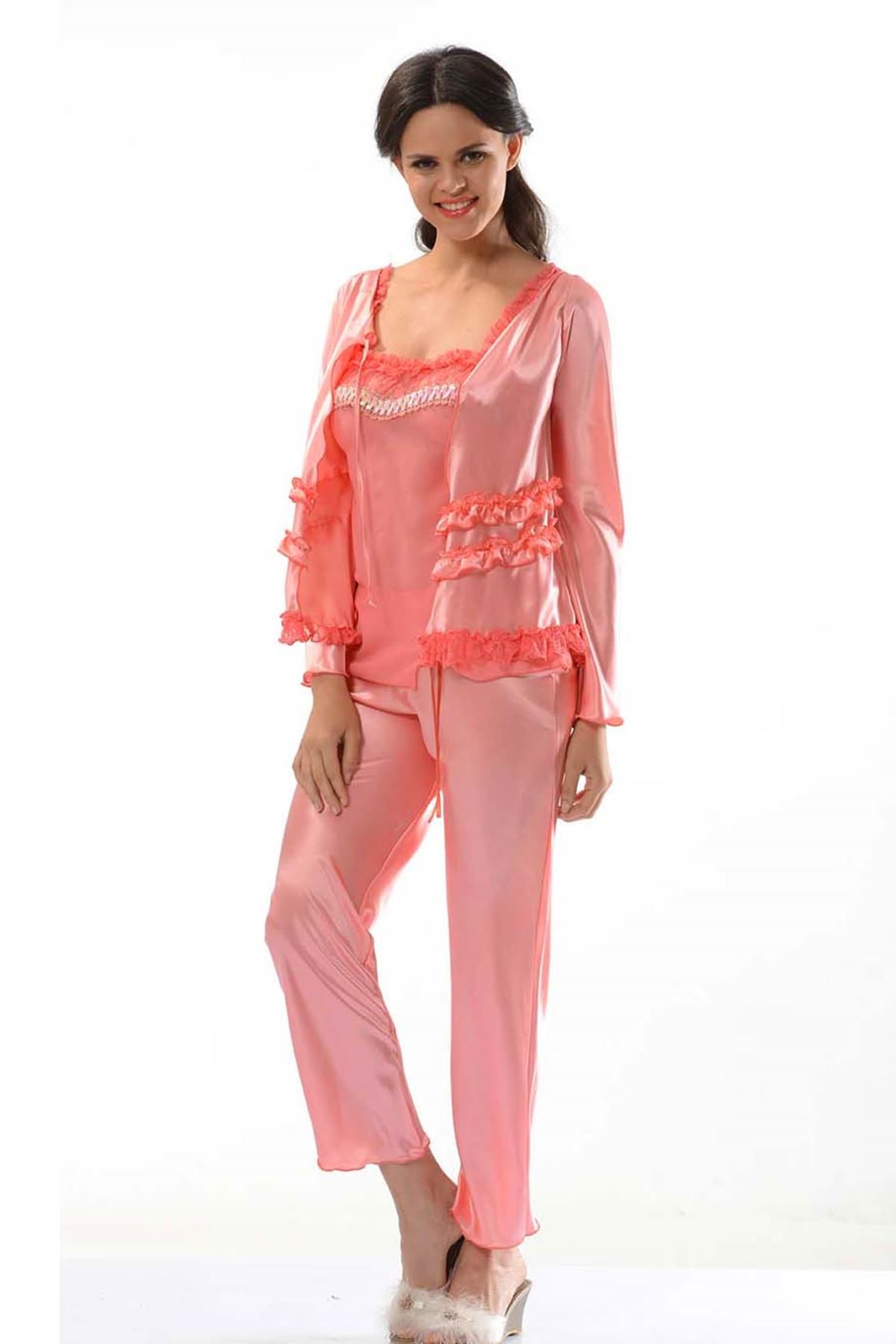 Pomegranate Blossom Satin Pajama Set